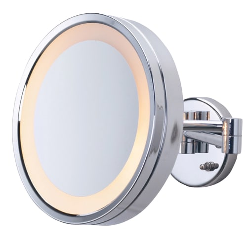 Jerdon® Halo® Light Wall Mirror, 3x Magnification, Direct Wire, 9.75" Diameter, Chrome